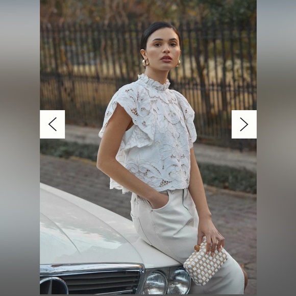 Anthropologie Tops - Anthropologie The Lainie High-Neck Lace Cutwork Blouse Size Medium